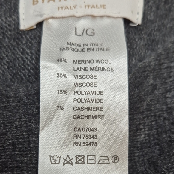 Bianco & Blu Gray Long Sleeve Sweater Merino Wool Cashmere Women's Size Large - Picture 9 of 12